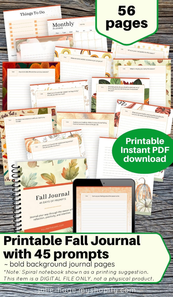 Printable Fall Journal With 45 Writing Prompts – Julie Hage