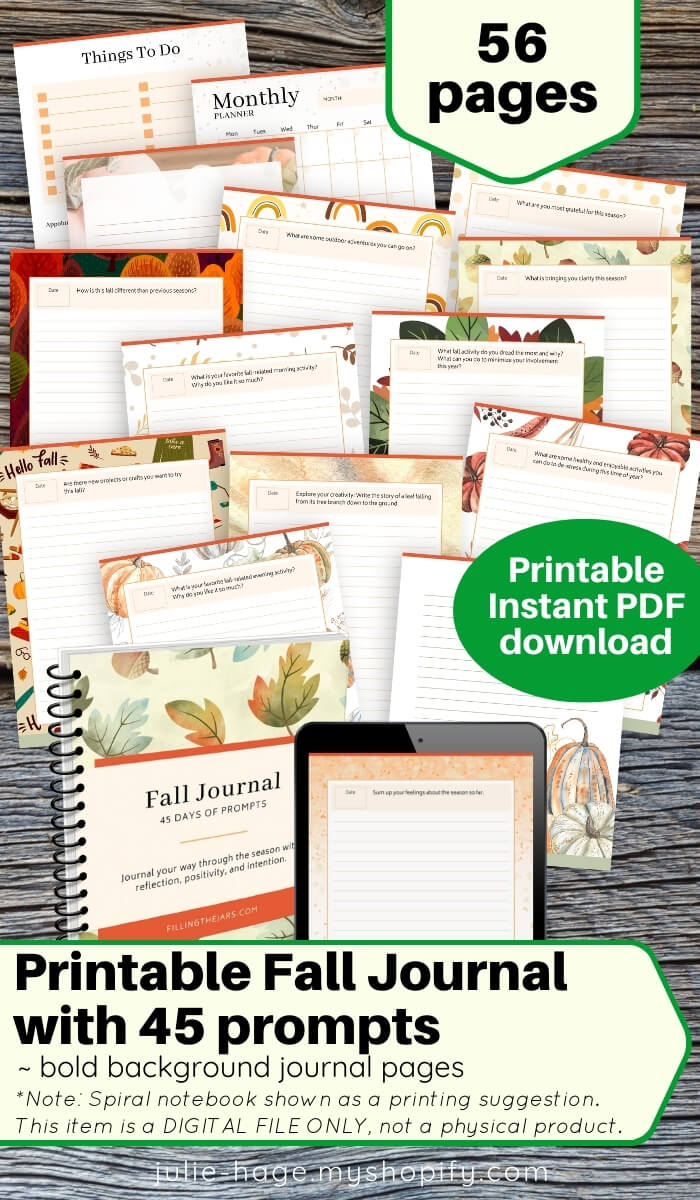 Printable Fall Journal With 45 Writing Prompts – Julie Hage