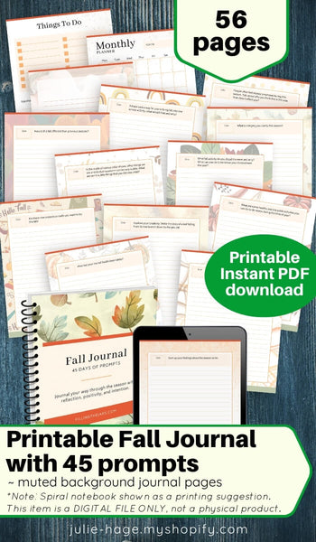 Fall Journal with 45 prompts: printable *digital product*