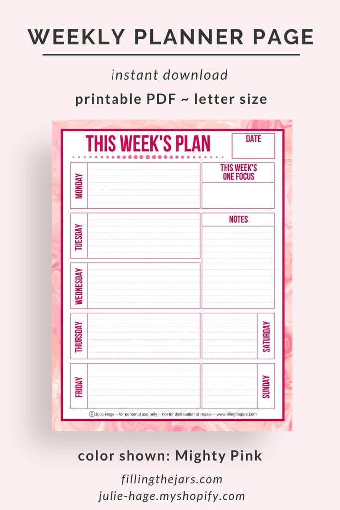 Free Printable Coloring Weekly Planner