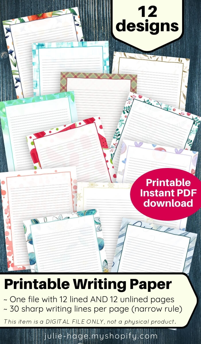 12 Assorted US Letter Size Printable Journal Pages *digital product*