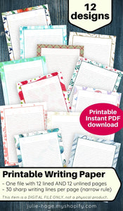 12 Assorted US Letter Size Printable Journal Pages *digital product*