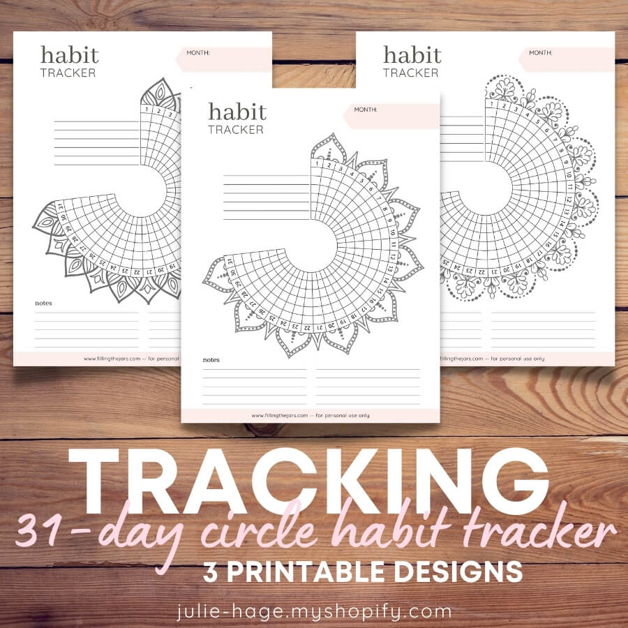 31-Day Circle Habit Tracker Printable 3-Page Set – Julie Hage for Circle Habit Tracker Printable Free