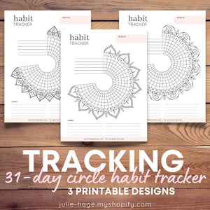 31-Day Circle Habit Tracker 3-Page Set: printable *digital product*