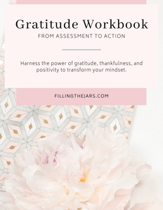 printable gratitude workbook cover in calm peach and pink color scheme