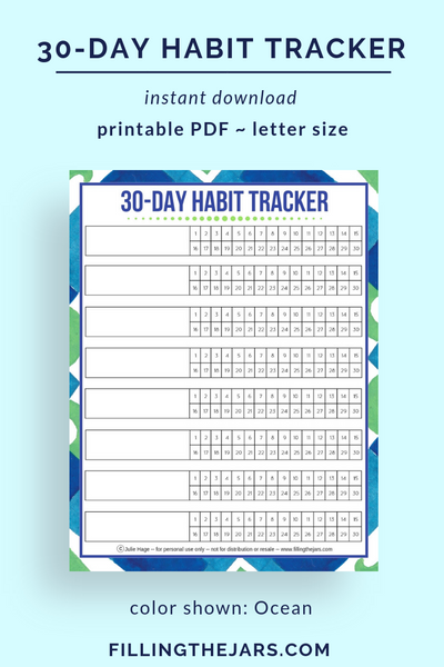 30-Day Habit Tracker printable *digital product*
