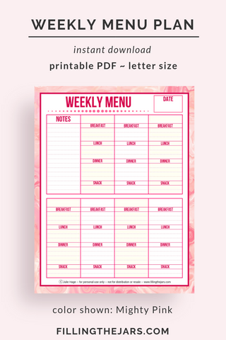 Weekly Menu Plan [Mighty Pink]
