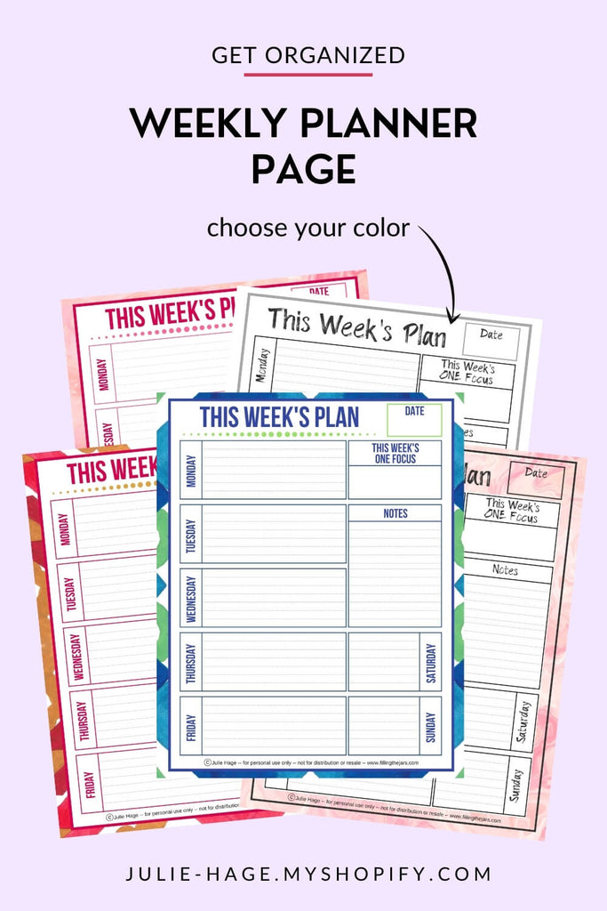 Printable Weekly Planner Page - Monday Start – Julie Hage
